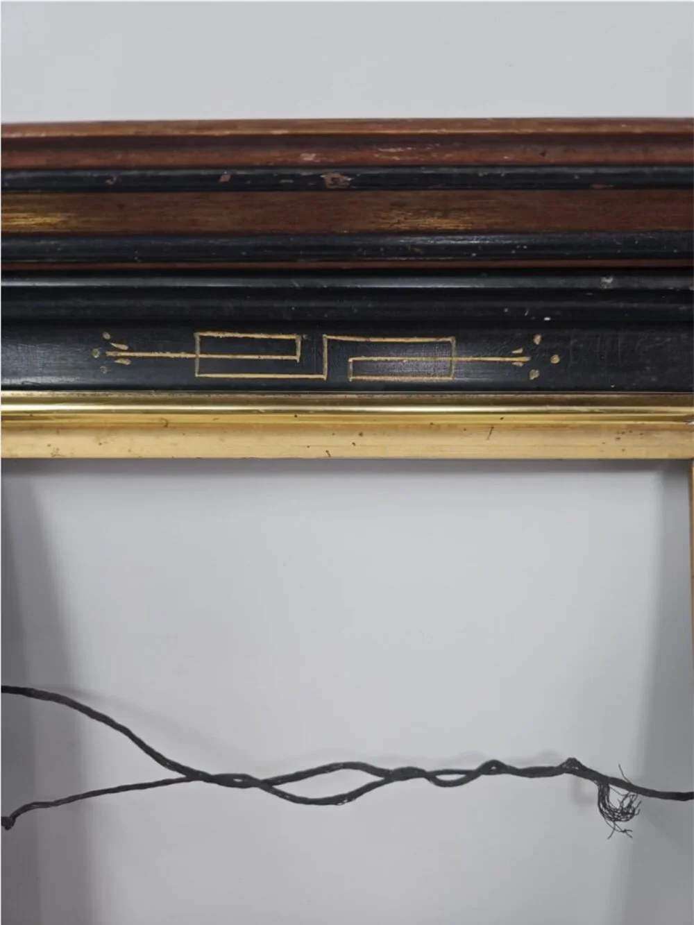 Antique 19th Century Victorian Eastlake Picture Frame Ebonized Wood Deep Cove
